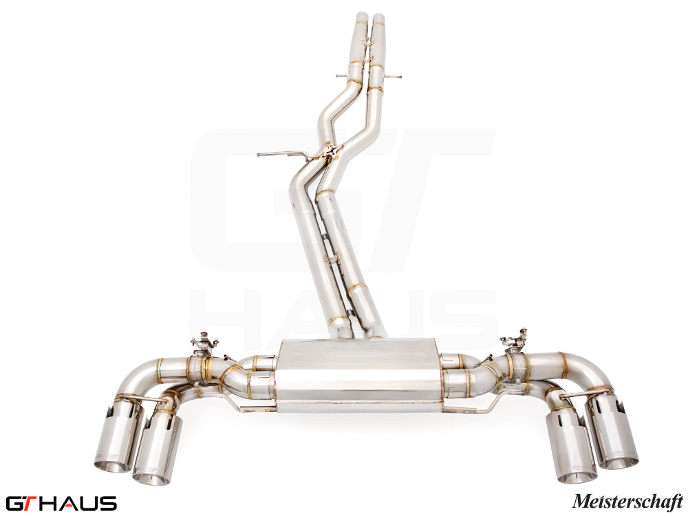 Premium Meisterschaft exhaust system for Porsche Cayenne SUV/Coupe (2019-2023) featuring dual V8 Turbo outlets.