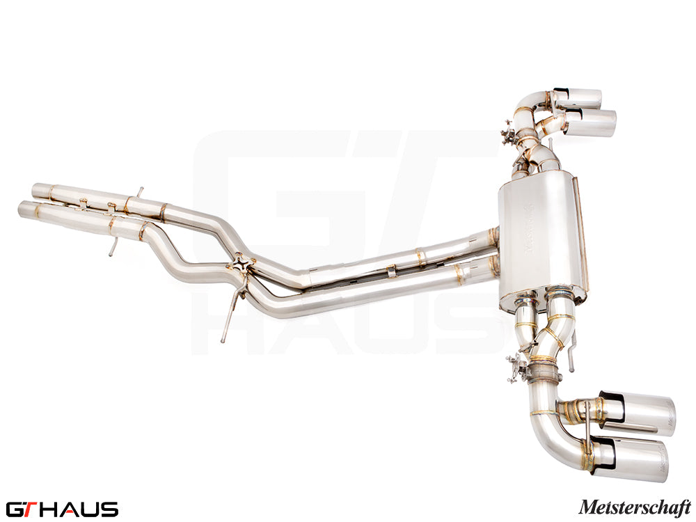 Premium performance exhaust system for 2024+ Porsche Cayenne SUV/Coupe, featuring stainless steel construction and enhanced sound.