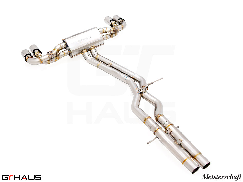Premium performance exhaust system for 2024+ Porsche Cayenne SUV/Coupe V8 Turbo, featuring stainless steel construction.