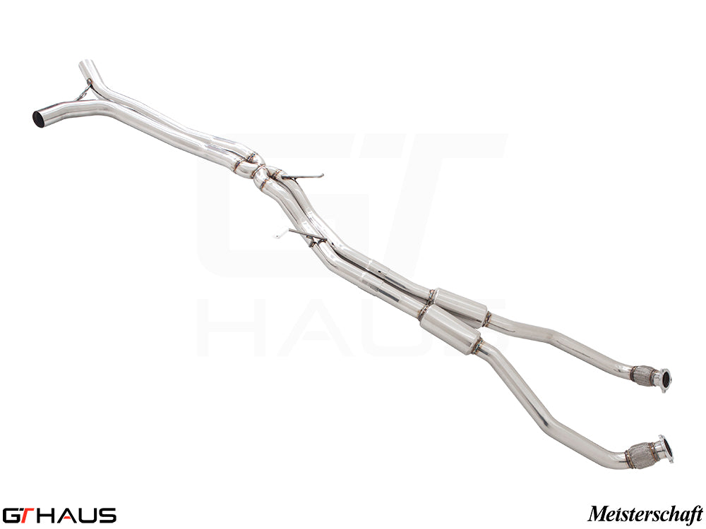 Porsche Macan 2016+ full cat-back exhaust system featuring front, mid, and SR pipe for V6 petrol models.