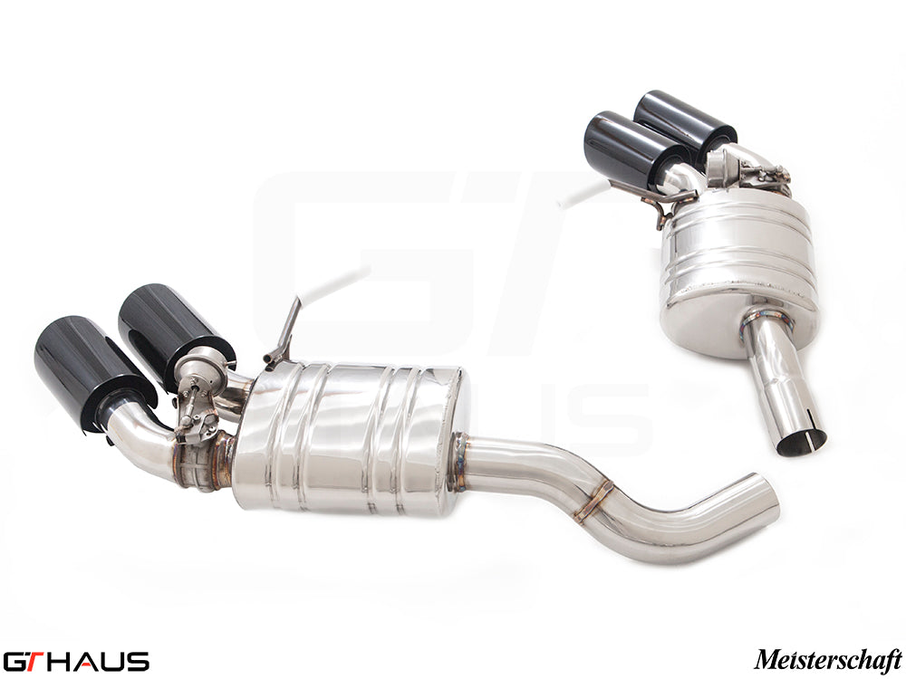 Premium exhaust system for 2022+ Porsche Macan S/GTS, featuring stainless steel construction and dual tips.