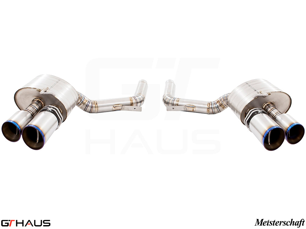 Premium exhaust system for Porsche Panamera Sedan 970 V6 3.6L, featuring stainless steel construction and quad tips.