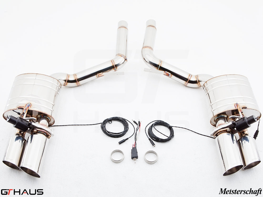 Premium exhaust system for Porsche Panamera 970 V8 models, featuring stainless steel construction and electronic valve control.