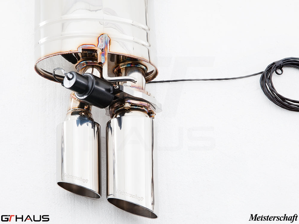 Premium exhaust system for Porsche Panamera Sedan 970 V8, featuring polished dual tips and electronic valve control.