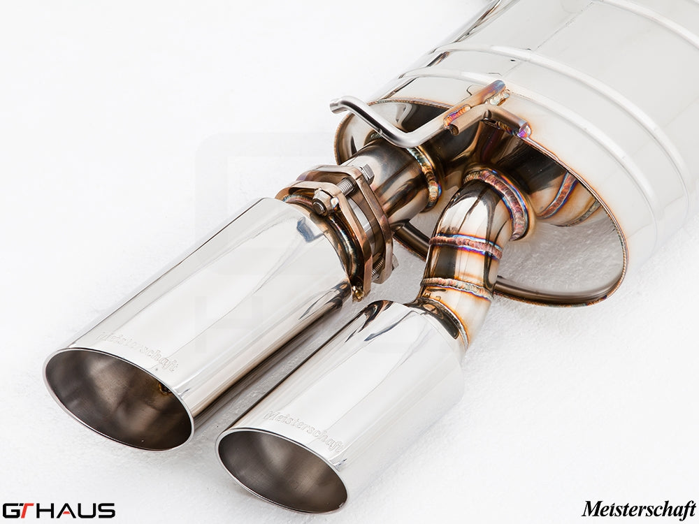 Premium stainless steel exhaust system for Porsche Panamera 970 V8 models, featuring dual polished tips and precision craftsmanship.