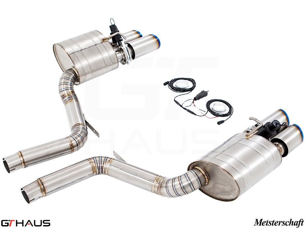 Premium performance exhaust system for Porsche Panamera 970 V8 models, featuring stainless steel construction and electronic valve control.