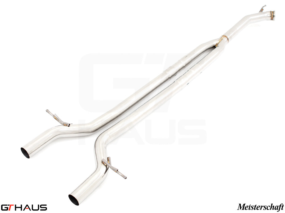 High-performance cat-back LSR bolt-on pipes for Porsche Panamera 971 V8 models, enhancing exhaust flow and sound.