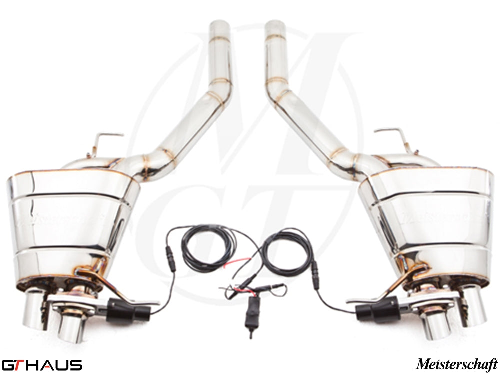 Premium exhaust system for Rolls Royce Dawn V12 Bi-turbo Coupe, featuring polished stainless steel construction and electronic valve control.