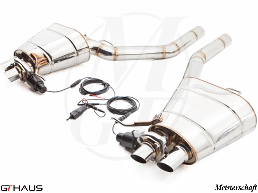 Premium performance exhaust system for Rolls Royce Ghost V12 Bi-turbo sedan, featuring stainless steel construction and electronic valve control.