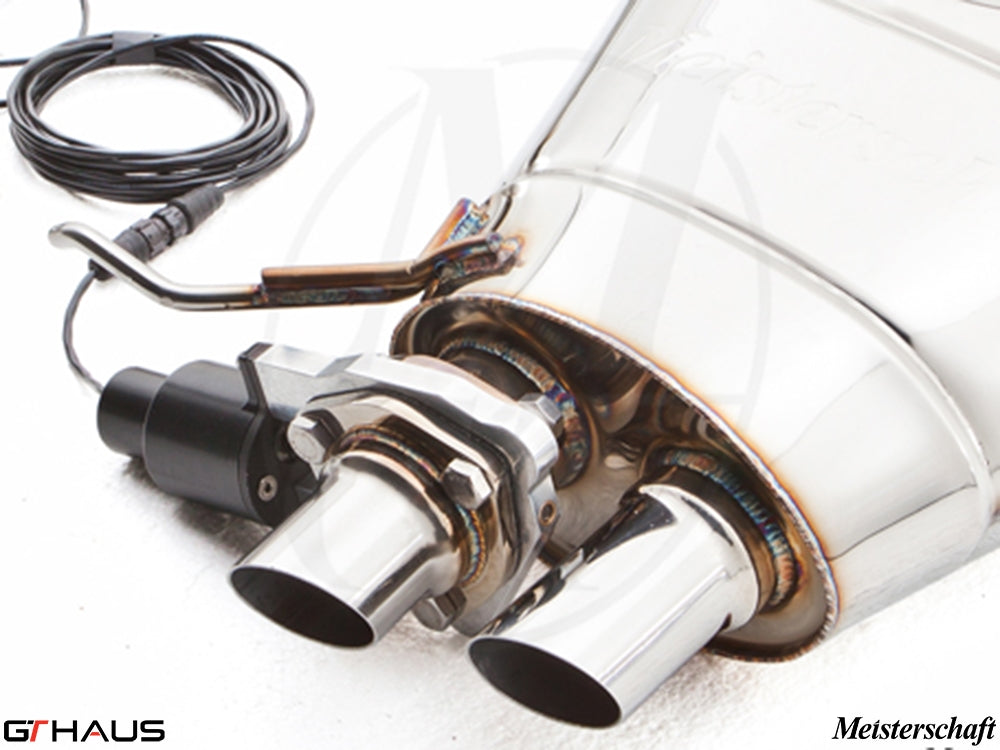 Premium exhaust system for Rolls Royce Ghost V12 Bi-turbo sedan, featuring dual tips and electronic valve control.