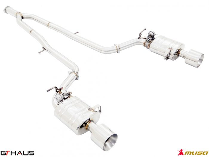 Premium performance exhaust system for Infiniti G37, G37S, and Q40 Sedan, featuring stainless steel construction and enhanced sound.