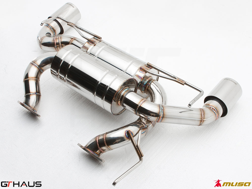 Premium performance exhaust system for Infiniti G37, G37S, Cabrio, and Q60 Coupe, featuring stainless steel construction.