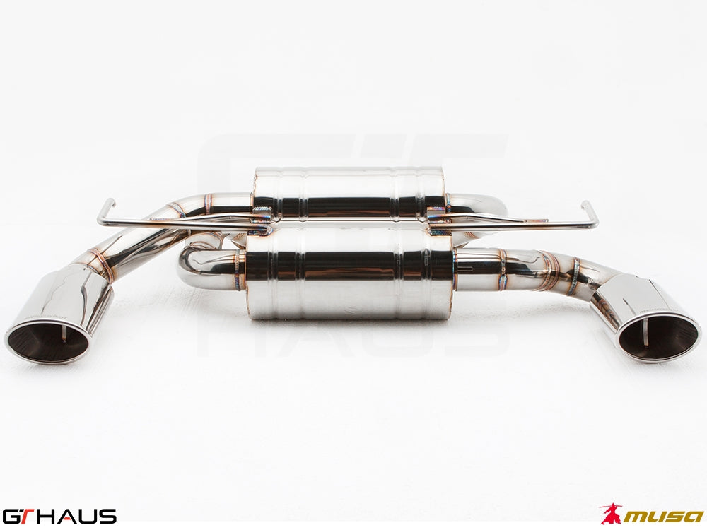 Premium performance exhaust system for Infiniti G37, G37S, Cabrio, and Q60 Coupe, featuring polished stainless steel construction.