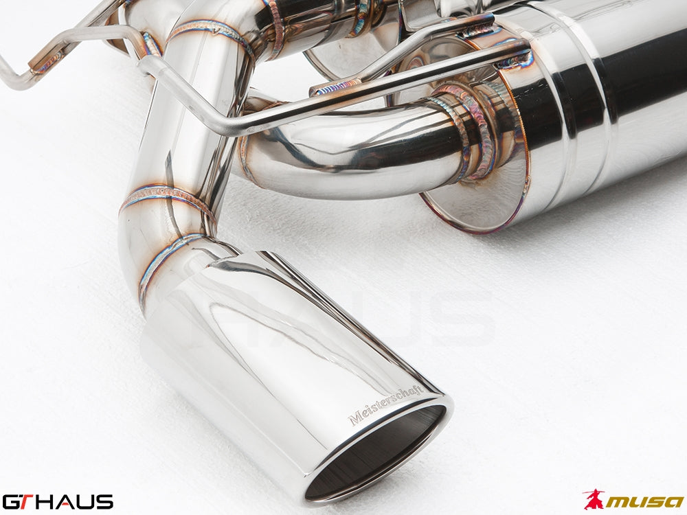Premium stainless steel exhaust system for Infiniti G37, G37S, Cabrio, and Q60 Coupe, showcasing precision craftsmanship.
