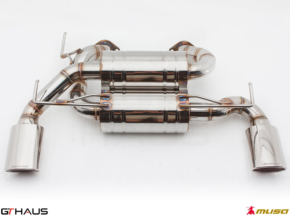 Premium performance exhaust system for Infiniti G37, G37S Coupe, Cabrio, and Q60 Coupe, featuring stainless steel construction.