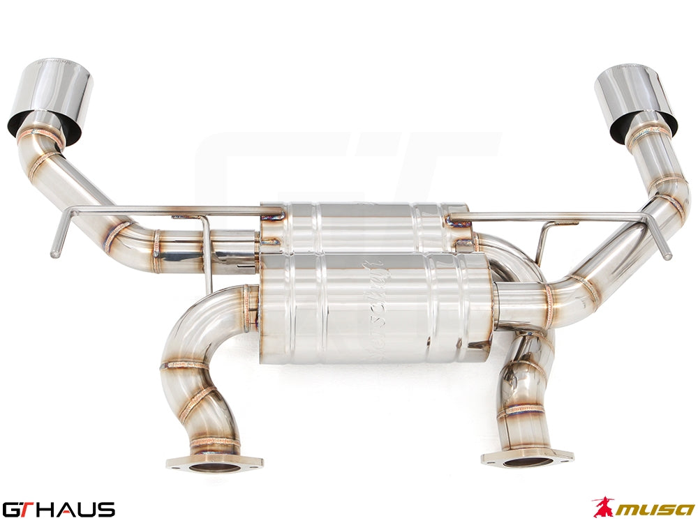 Premium performance exhaust system for Infiniti Q50 Sedan 3.0 V6 Turbo, featuring stainless steel construction and dual tips.