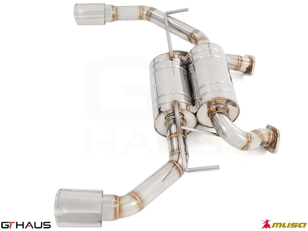 Premium performance exhaust system for Infiniti Q50 Sedan 3.0 V6 Turbo, featuring T304 stainless steel construction.