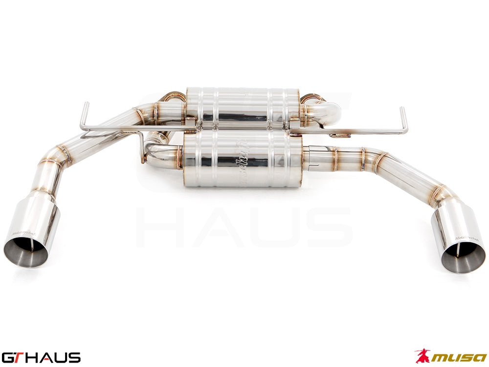 Premium performance exhaust system for Infiniti Q50 Sedan 3.0 V6 Turbo RS400, featuring stainless steel construction and dual tips.