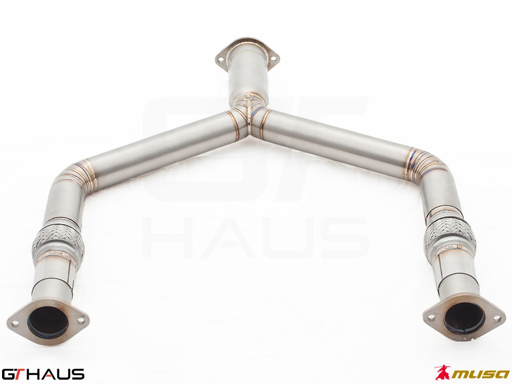 Infiniti Q60 Coupe 2017+ front Y-pipe collector section made from high-quality stainless steel for enhanced performance.