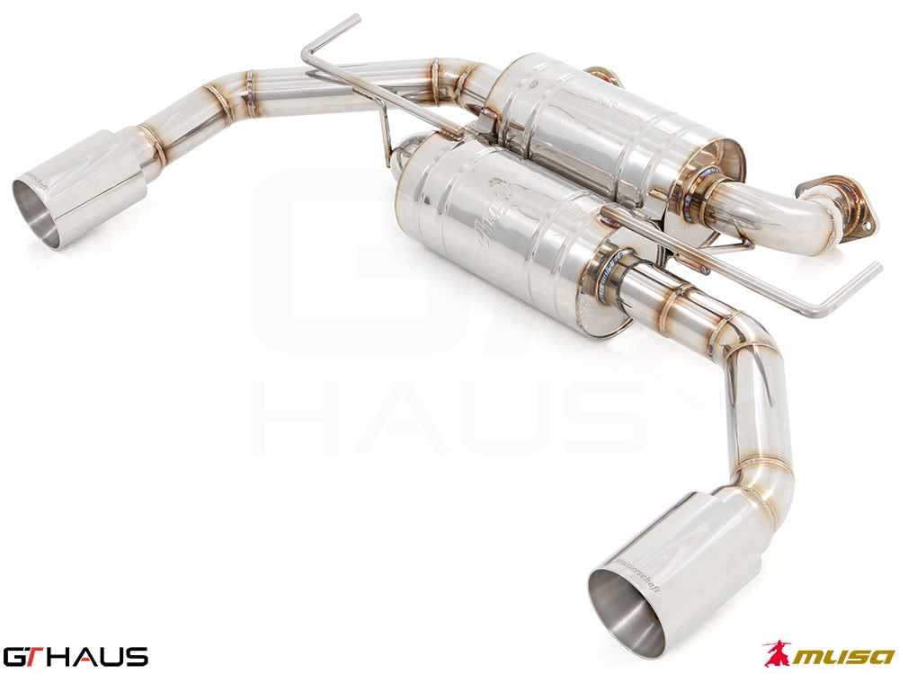 Premium performance exhaust system for Infiniti Q60 Coupe RS400, featuring stainless steel construction and dual tips.