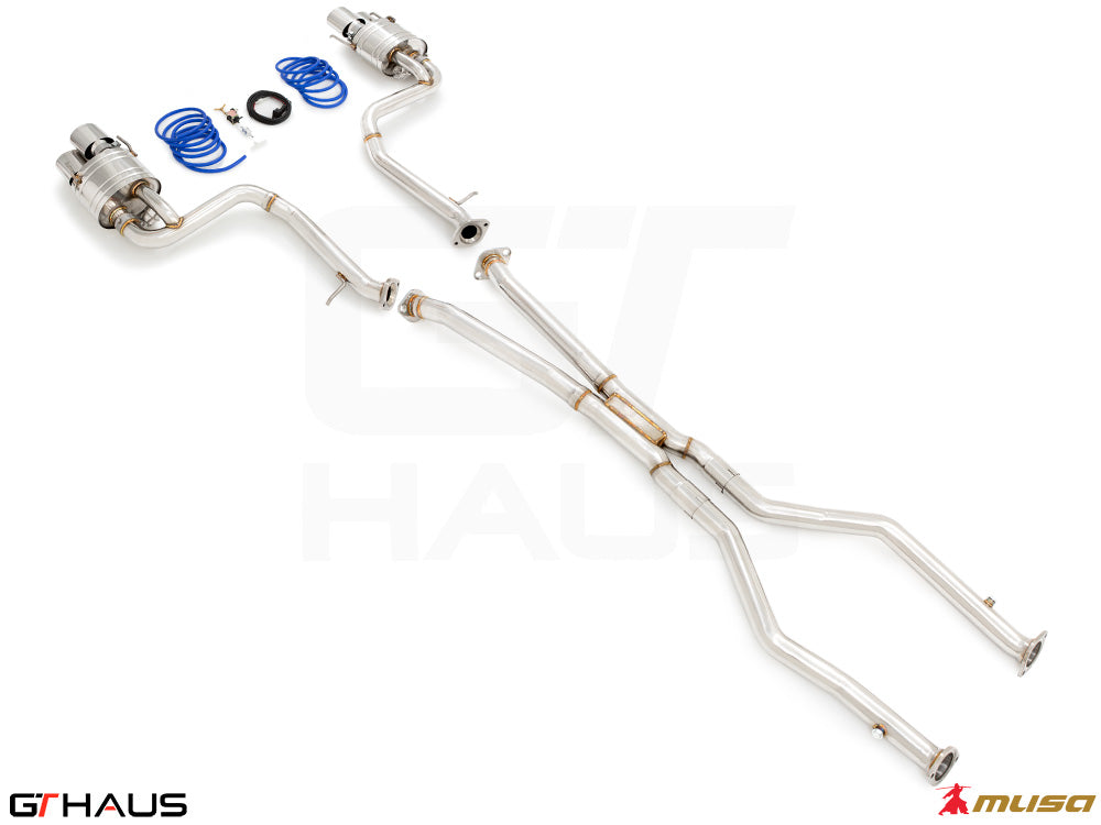 Premium performance exhaust system for Lexus GS-F (V8) 2012+, featuring stainless steel construction and electronic valve control.