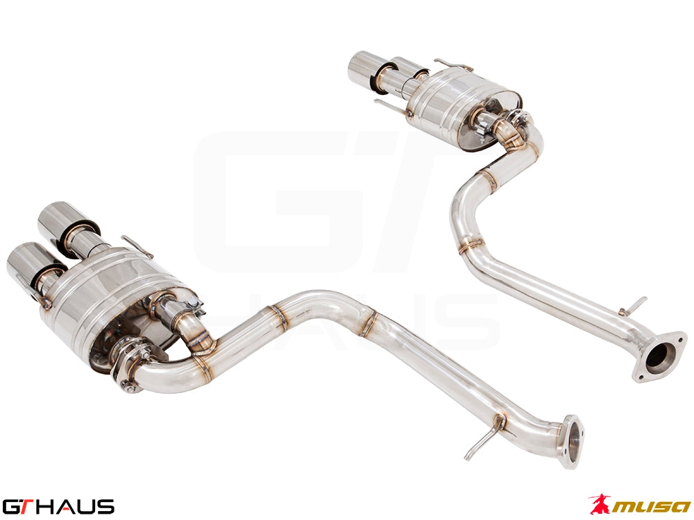 Premium performance exhaust system for Lexus GS-F (V8) 2012+, featuring stainless steel construction and dual tips.