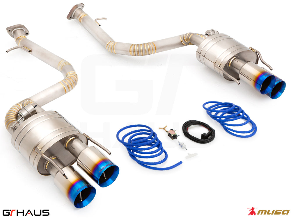 Premium performance exhaust system for Lexus GS-F (V8) 2012+, featuring stainless steel construction and dual tips.