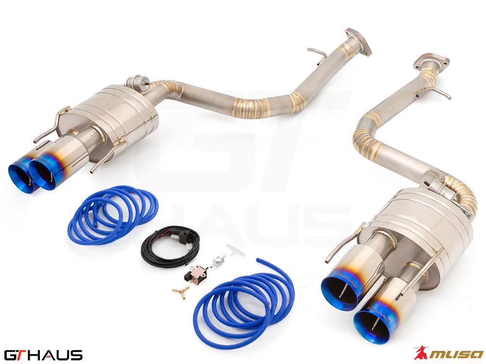 Premium performance exhaust system for Lexus GS-F (V8) 2012+, featuring stainless steel construction and electronic valve control.