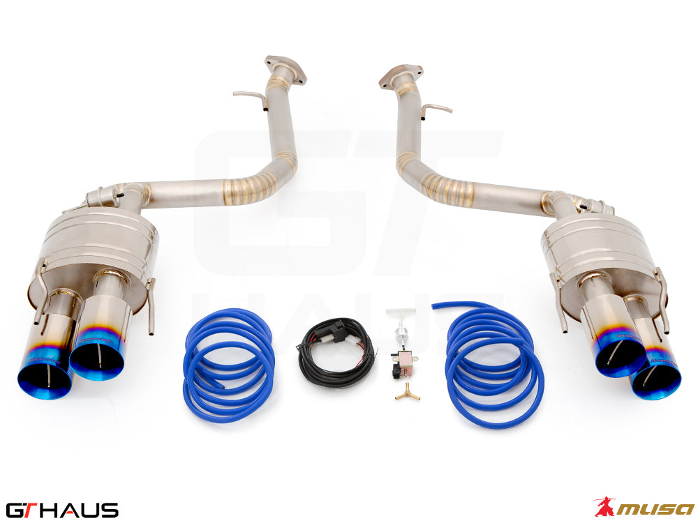 Premium performance exhaust system for Lexus GS-F (V8) 2012+, featuring stainless steel construction and electronic valve control.