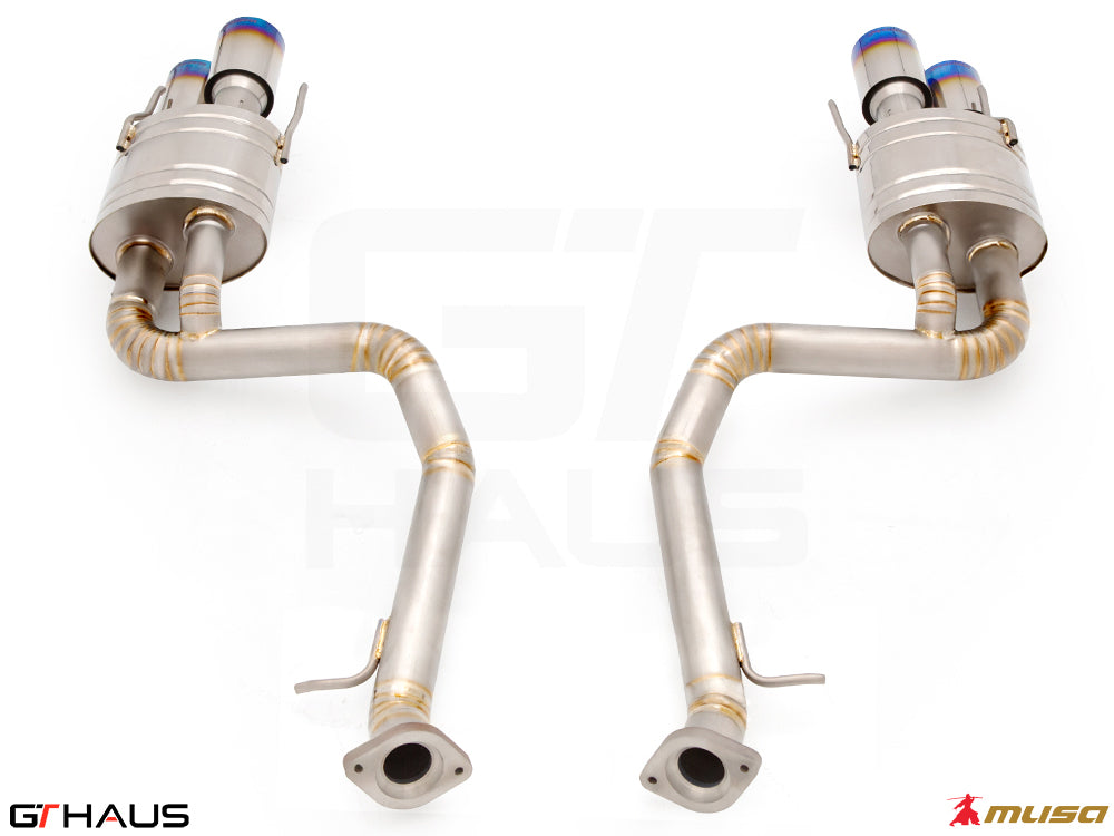 Premium performance exhaust system for Lexus GS-F (V8) 2012+, featuring dual tips and stainless steel construction.