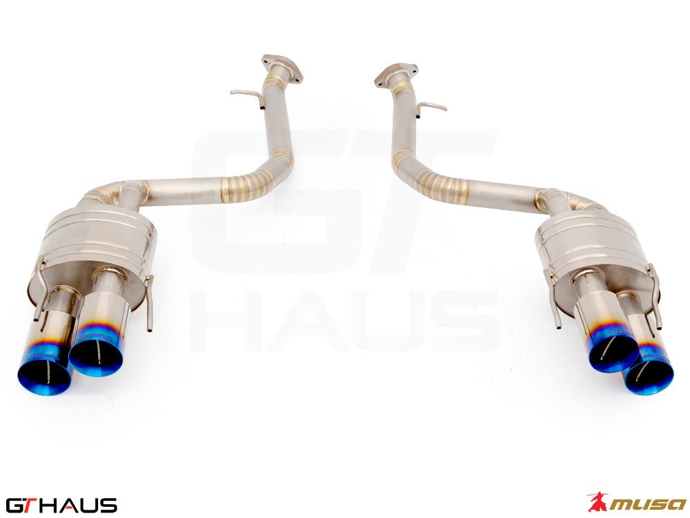 Premium performance exhaust system for Lexus GS-F (V8) 2012+, featuring stainless steel construction and dual tips.