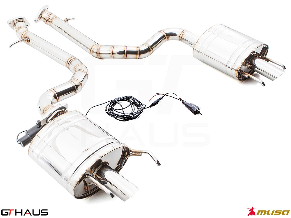 Premium performance exhaust system for Lexus GS 350 F-Sport (RWD) featuring stainless steel construction and electronic valve control.