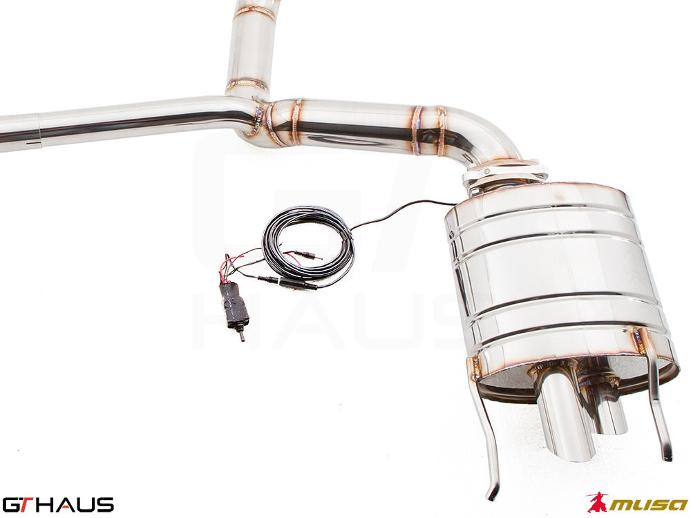 Premium exhaust system for Lexus IS-F V8 Sedan, featuring stainless steel construction and electronic valve control.