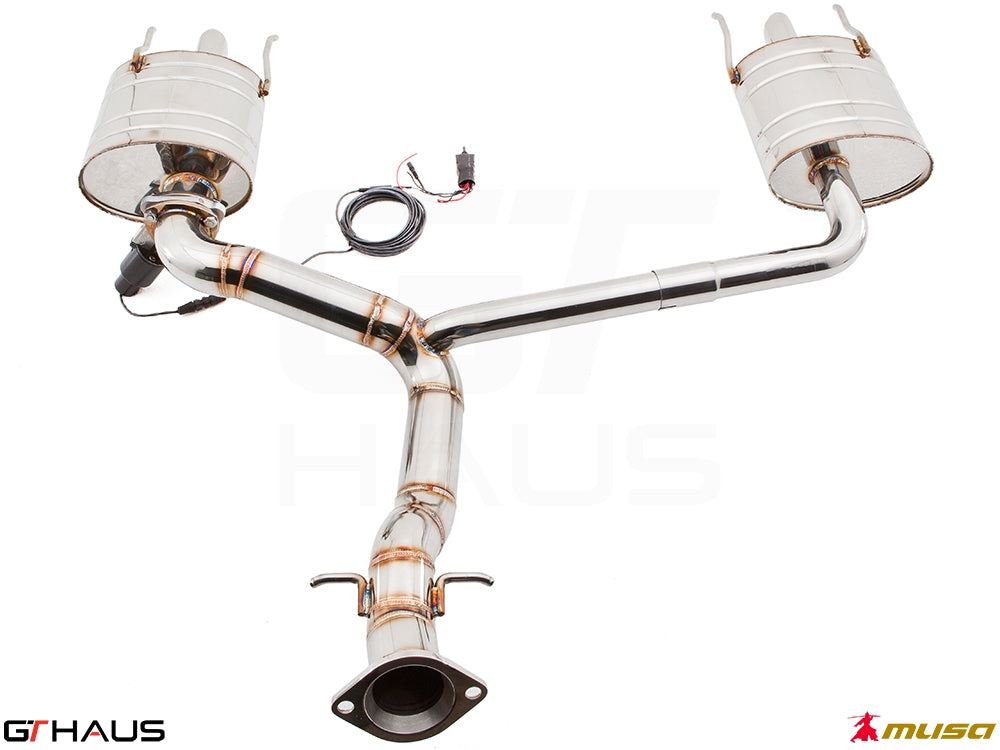 Premium performance exhaust system for Lexus IS-F V8 Sedan, featuring stainless steel construction and electronic valve control.