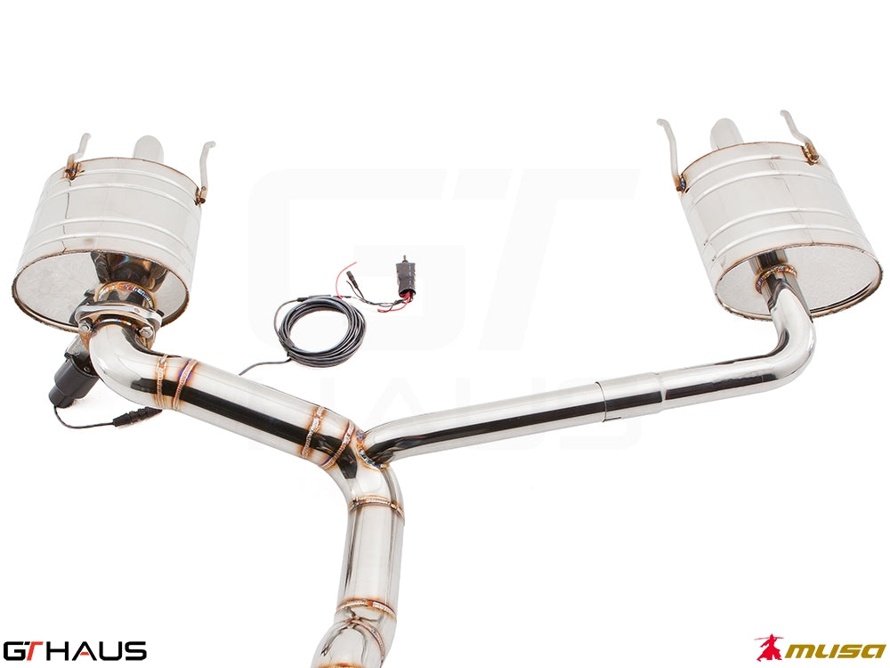 Premium exhaust system for Lexus IS-F V8 Sedan, featuring dual tips and electronic valve control for enhanced performance.