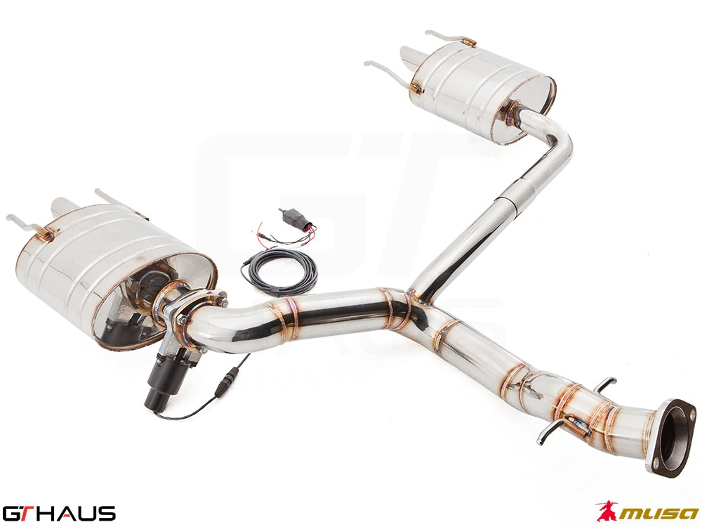 Premium exhaust system for Lexus IS-F V8 Sedan, featuring stainless steel construction and electronic valve control.