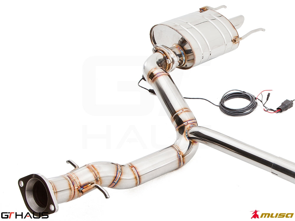 Premium stainless steel exhaust system for Lexus IS-F V8 Sedan, featuring electronic valve control for enhanced performance.