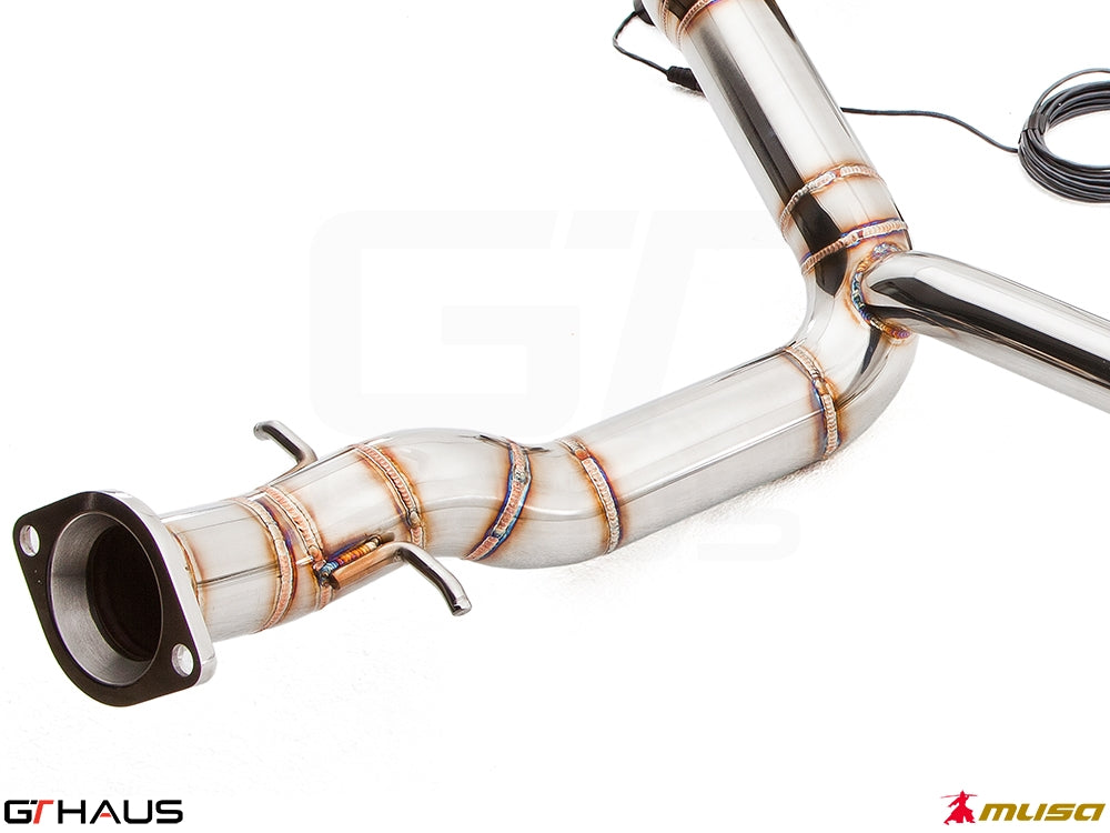 Premium performance exhaust system for Lexus IS-F V8 Sedan, featuring stainless steel construction and electronic valve control.