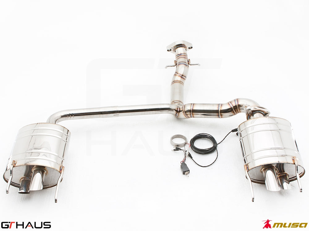 Premium exhaust system for Lexus IS-F V8 Sedan, featuring stainless steel construction and electronic valve control.