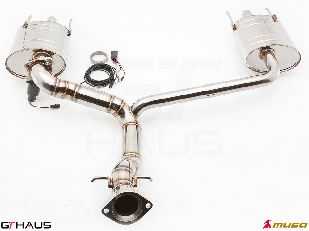Premium performance exhaust system for Lexus IS-F V8 Sedan, featuring stainless steel construction and electronic valve control.