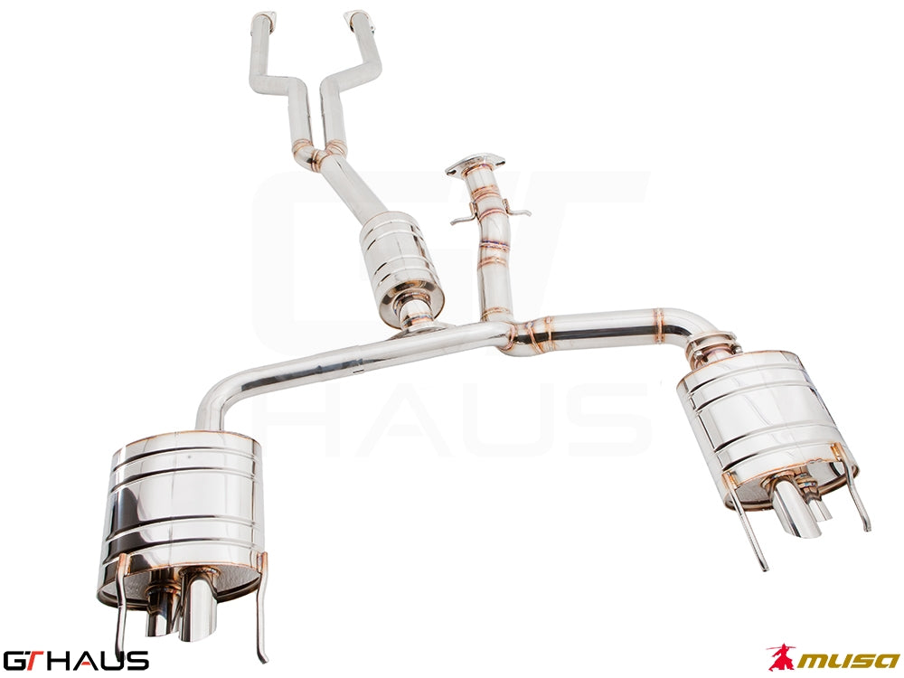 Premium performance exhaust system for Lexus IS-F V8 Sedan, featuring stainless steel construction and enhanced sound.