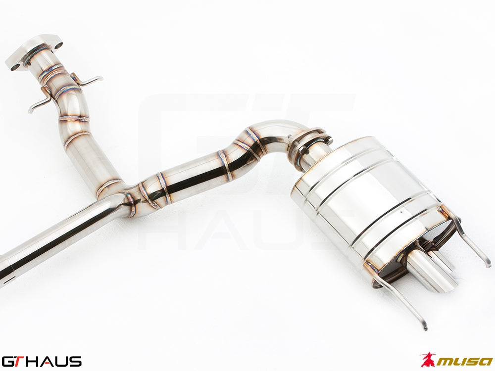 Premium stainless steel exhaust system for Lexus IS-F V8 Sedan, featuring sleek design and superior performance.