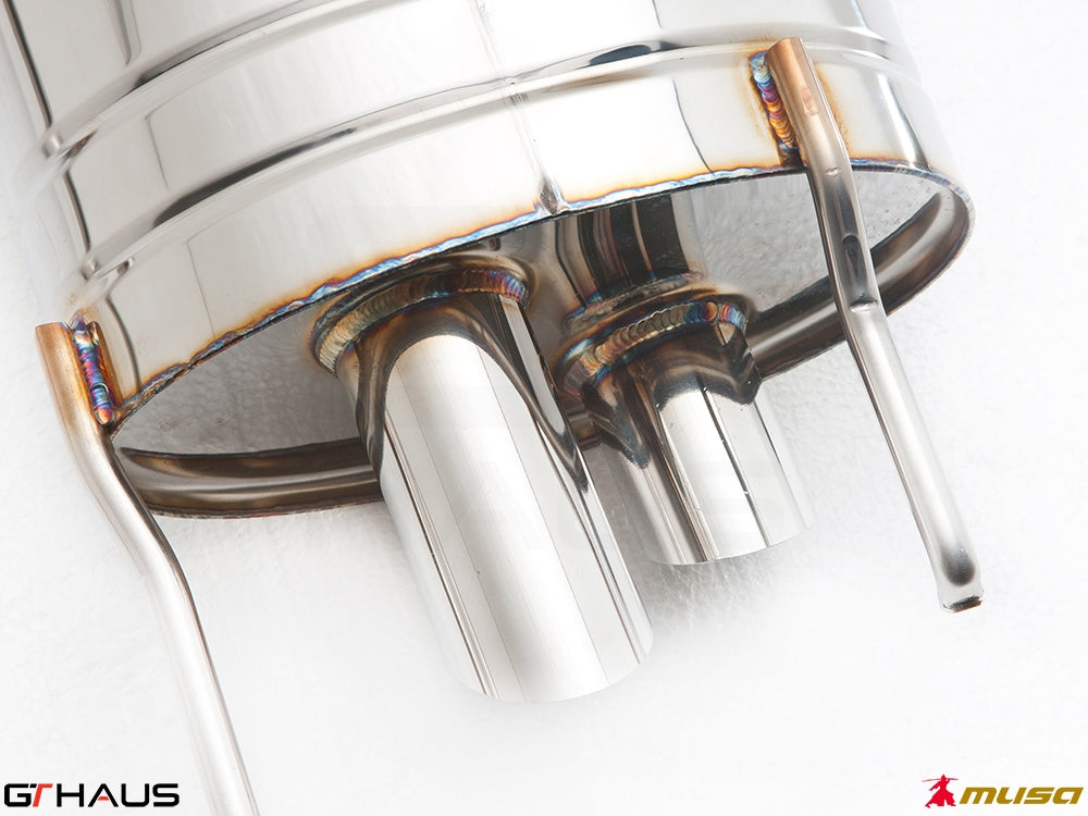 Premium stainless steel exhaust system for Lexus IS-F V8 Sedan, showcasing precision welding and dual outlet design.