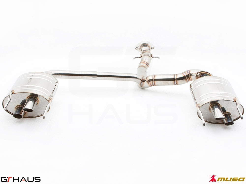 Premium exhaust system for Lexus IS-F V8 Sedan, featuring stainless steel construction and dual tips for enhanced performance.