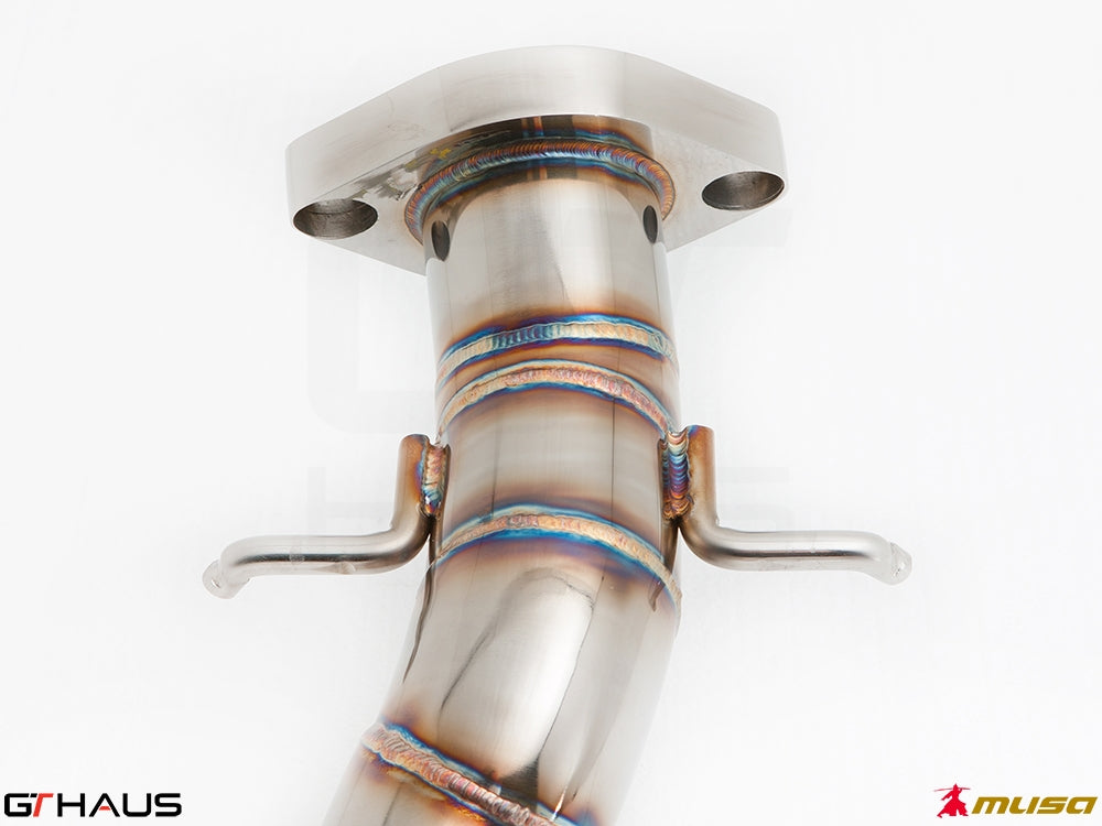 Premium stainless steel exhaust manifold for Lexus IS-F V8 Sedan, showcasing precision welding and durable construction.