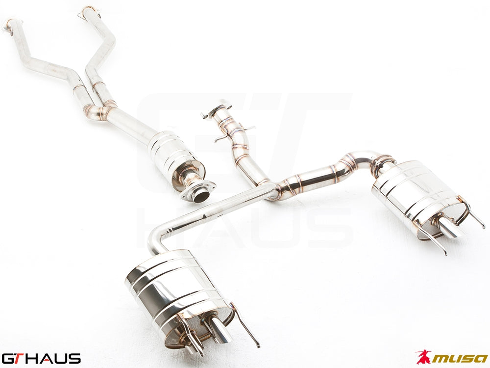 Premium stainless steel exhaust system for Lexus IS-F V8 Sedan, enhancing performance and sound quality.