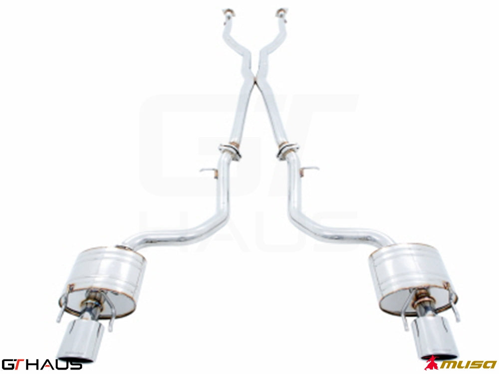 Premium performance exhaust system for Lexus IS 250/350/350F-sport (RWD) 2014+, featuring stainless steel construction.
