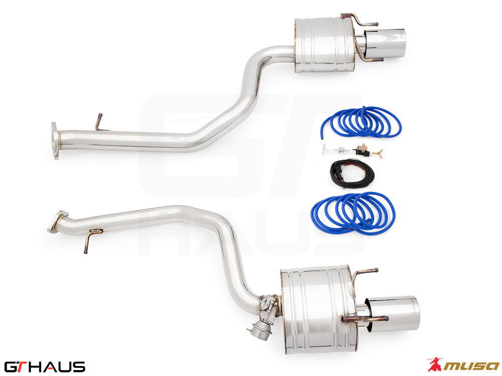 Premium performance exhaust system for Lexus IS350 F-Sport AWD, featuring stainless steel construction and electronic valve control.