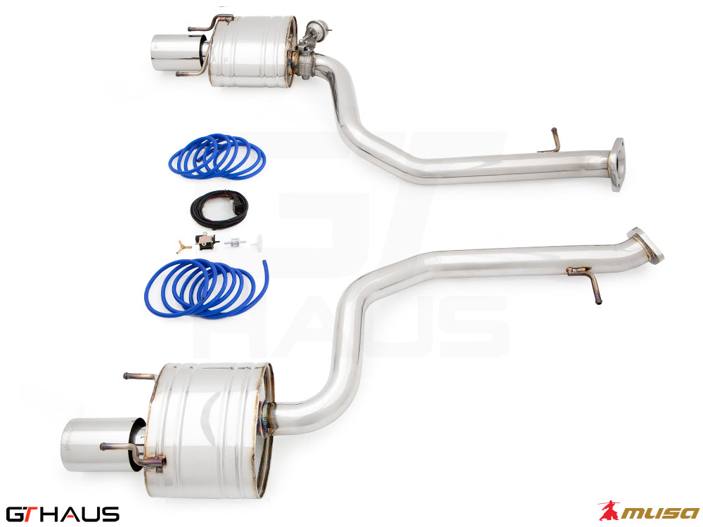 Premium exhaust system for 2021+ Lexus IS350 F-sport AWD, featuring stainless steel construction and performance enhancements.