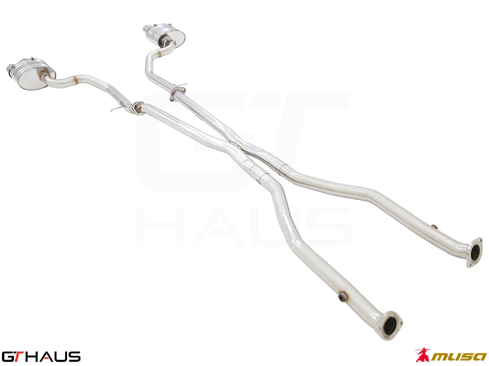 Premium performance exhaust system for 2021+ Lexus IS350 F-Sport AWD, featuring stainless steel construction and enhanced airflow.